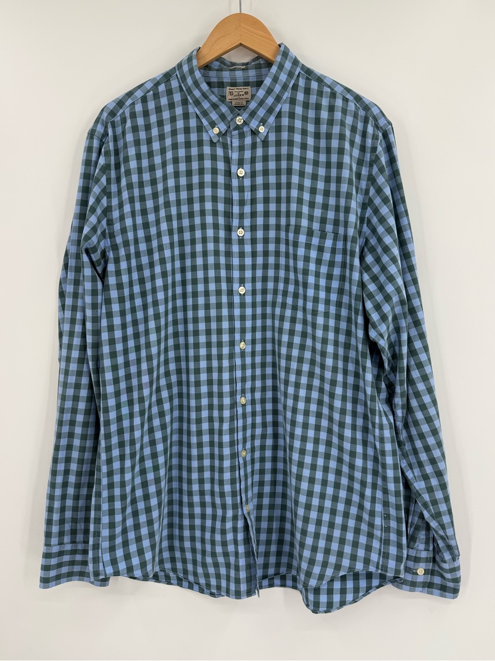 J.Crew Tailored Fit Gingham Button Down Shirt | Blue Green | XLT